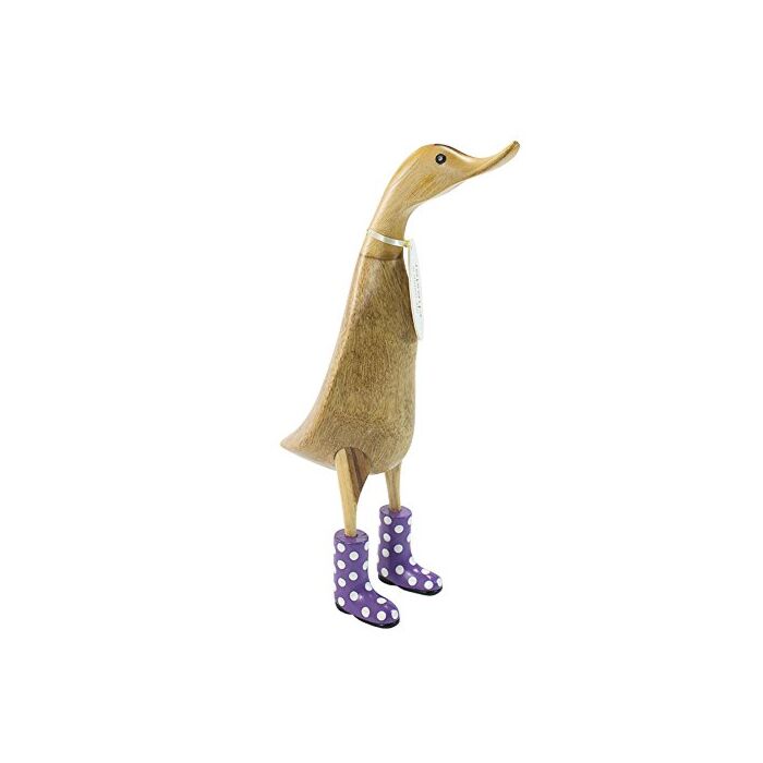 DCUK Natural Wooden Ducklet Spotted Welly Boots (Purple)-1